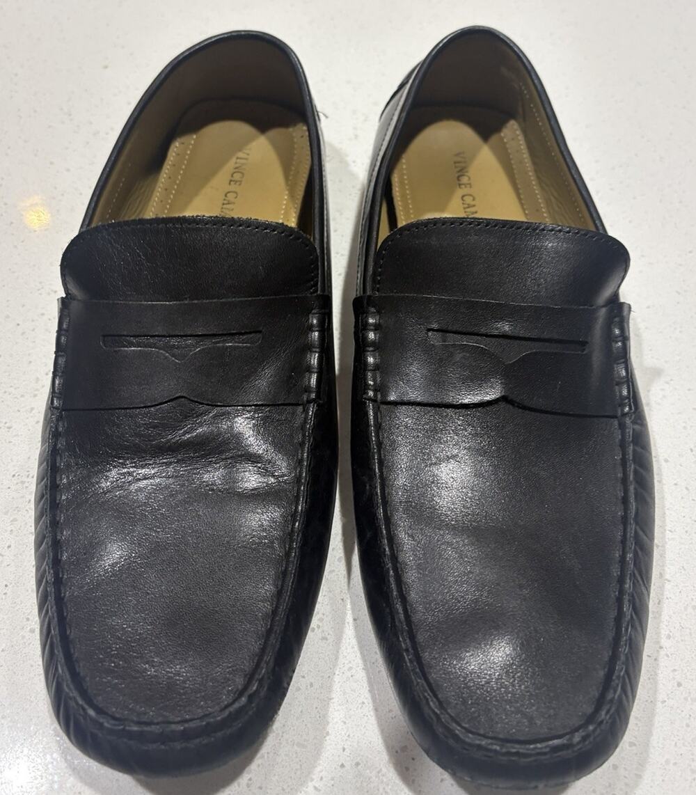Vince Camuto Men's Esmail Loafer Size 12 Penny Driving Shoe Black Leather
